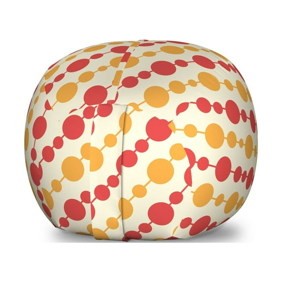 Retro Storage Toy Bag Chair, Diagonal Chain Pattern with Big and Small Dots on Lines in Shabby Colors, Stuffed Animal Organizer Washable Bag, Small Size, Marigold Scarlet Cream, by Ambesonne