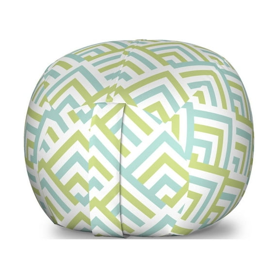 Retro Storage Toy Bag Chair, Simple Pattern with Geometrical Motif Striped Halved Rhombus, Stuffed Animal Organizer Washable Bag, Large Size, Seafoam Avocado Green, by Ambesonne