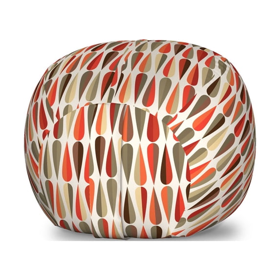 Retro Storage Toy Bag Chair, Sixties and Seventies Style Geometric Round Shaped Repeated Symmetric Design, Stuffed Animal Organizer Washable Bag, Large Size, Multicolor, by Ambesonne