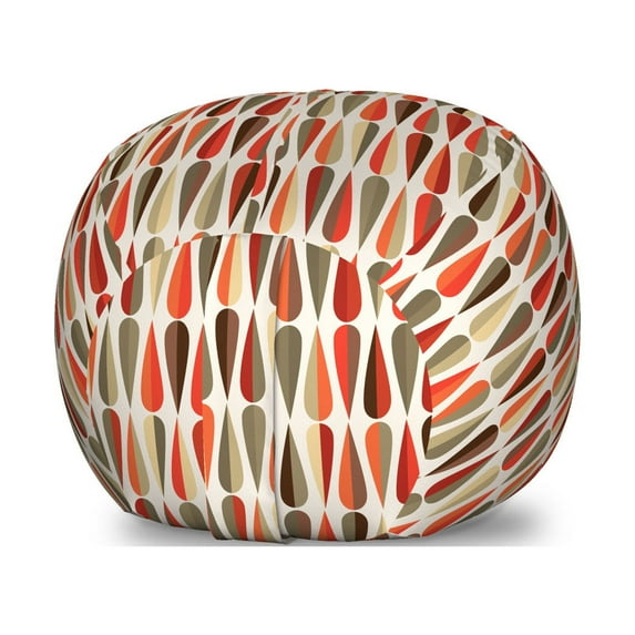 Retro Storage Toy Bag Chair, Sixties and Seventies Style Geometric Round Shaped Repeated Symmetric Design, Stuffed Animal Organizer Washable Bag, Small Size, Multicolor, by Ambesonne