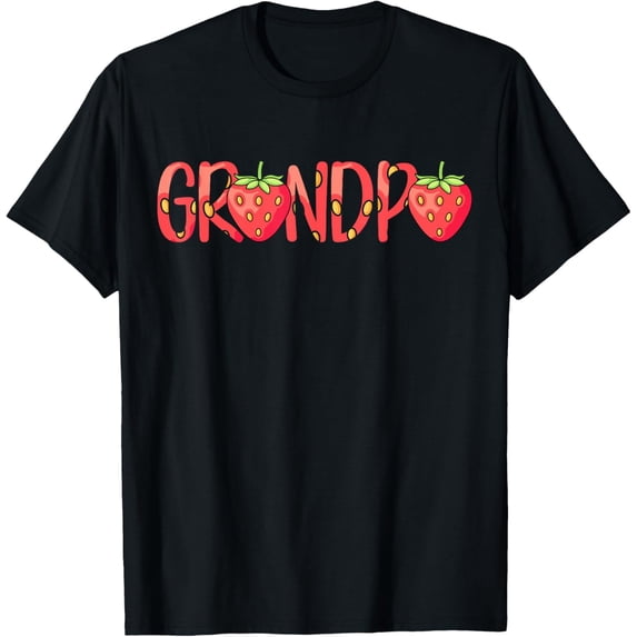 Retro Strawberry Grandpa Graphic T-Shirt Cute Fruit Red Berry Men's Summer Tee Gift for Grandfather