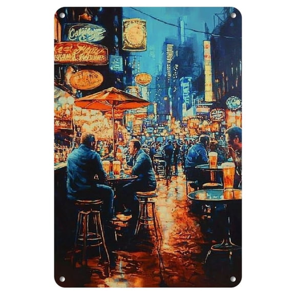 Retro Street Bar Iron Sheet Signboard-8X12 Inch Iron Wall Art, Easy Hanging Design Home, Bar, Garage, Etc.-Durable Metal Decoration