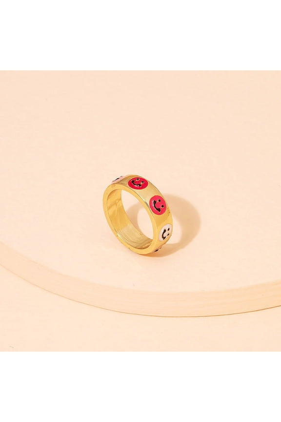 Retro Street Shooting Fun Loving Cute Smiley Ring Female