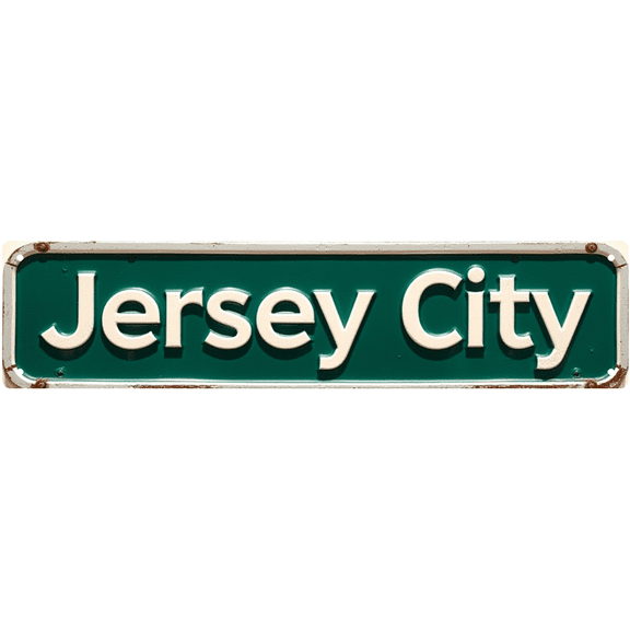 Retro Street Tin Sign - Jersey City Design, 16x4 Inches - Ideal for Movie Room, Theater & Cool Posters | movie room decor, theater decor, cool posters