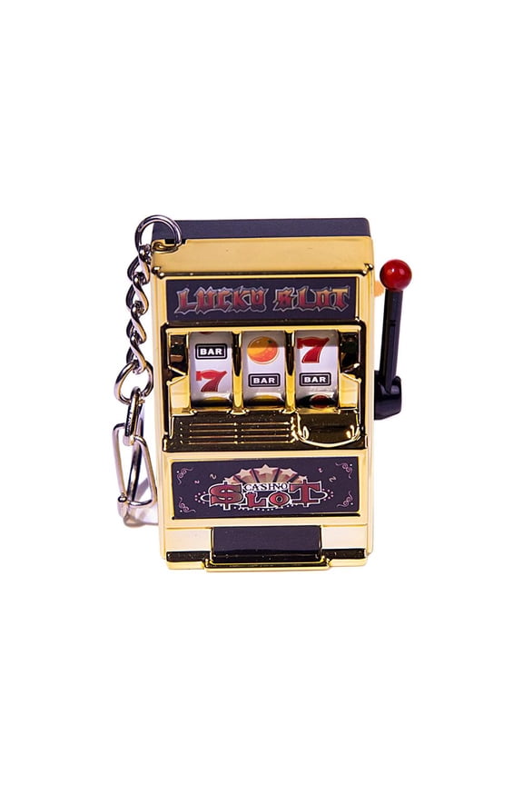Retro Stress Reliever Keychain, Mini Slot Machine Design with Reel, Portable Fun Toy for Adults & Game Lovers, Creative Gift & Daily Accessory