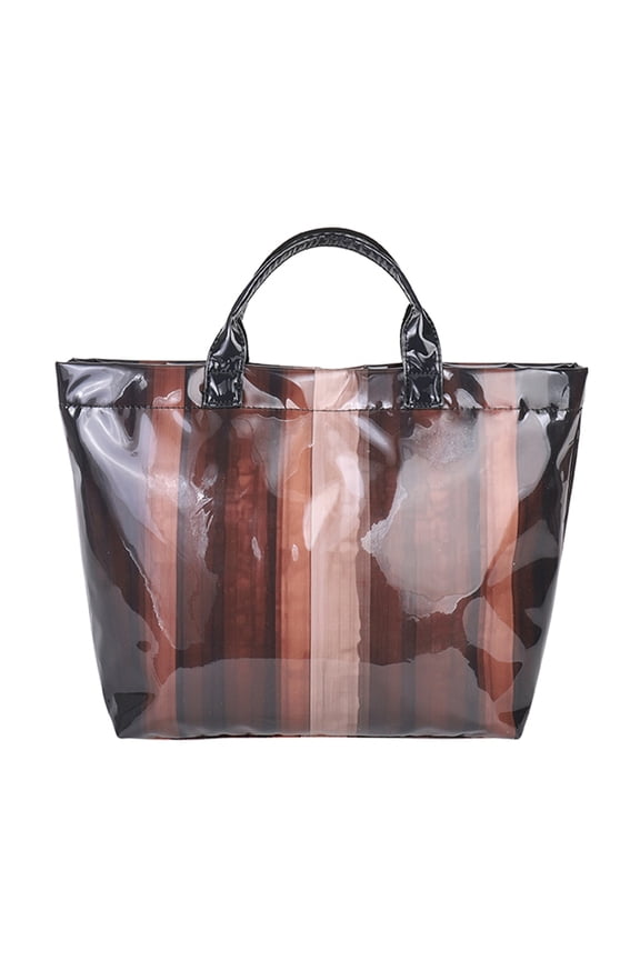Retro Stripe Carrying Bag Fixed Length Shoulder Strap Lightweight (Coffee)