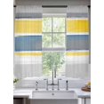 thumbnail image 1 of Retro Stripe Sheer Curtains 63 Inches Long 2 Panels Blue Yellow Grey Gradient Light Filtering Semi Sheer Window Curtains Drapes for Bedroom Living Room 52"x63", 1 of 7