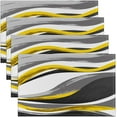 thumbnail image 1 of Retro Stripe Swirl Art Table Place Mats, 18"x12", Yellow Grey and Black Placemat for Kitchen Dining Table Decor Indoor Outdoor Abstract Geometry Placemats Set of 4 Modern Wavy Soft, 1 of 4