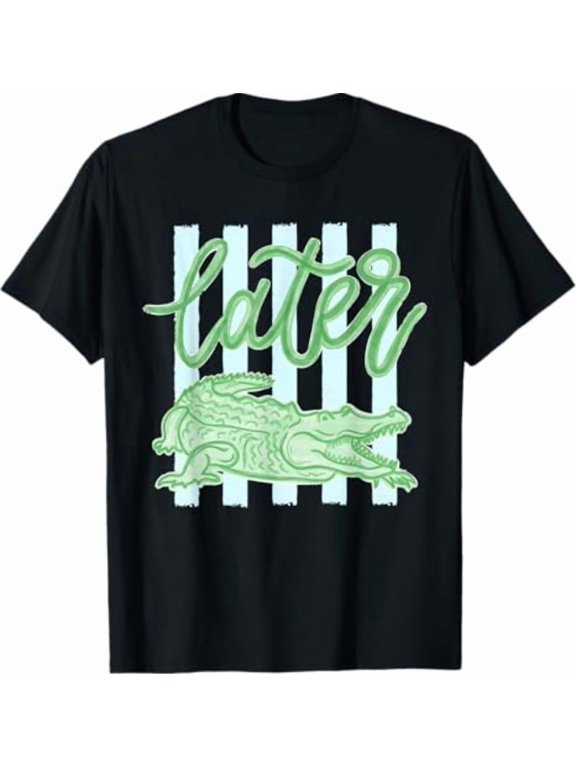 Retro Striped Everyday Later Gator Alligator Summer Coastal T-Shirt