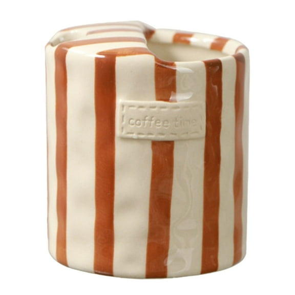 Retro Striped Hand-Painted Ceramic Mark Hand-Held Cup, 10oz Ceramic Coffee Mugs Porcelain Coffee Cup Hand-Painted Striped Art Multiple Use for Kitchen
