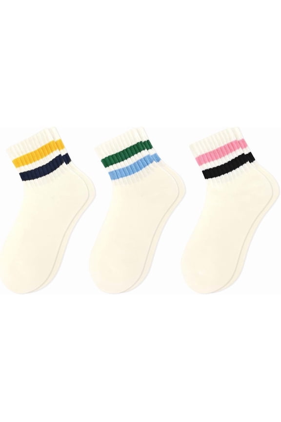 Retro Striped Mini Crew Socks Casual Novelty Fashion Vintage Athletic Cotton Ankle Socks for Women Men