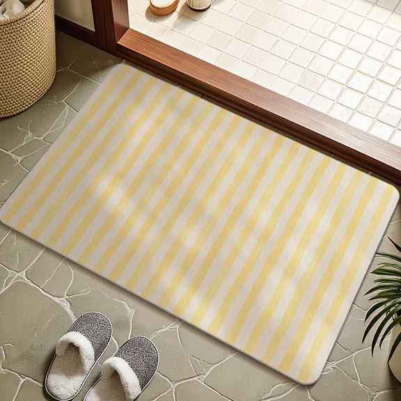 Retro Striped Pattern, 23.62x15.75 Inch Absorbent Bathroom Mat, Quick-Drying Stain-Resistant Diatomaceous Earth Style Pad, for Residential Entryways