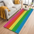 thumbnail image 1 of Retro Striped Washable Runner Rugs 2'x6', Green Pink Red Blue Yellow Wood Grain Stripes Low Pile Throw Entryway Rug Non-Slip Sturdy Edge Binding Carpet for Indoor Bedside Entrance Bedside, 1 of 9