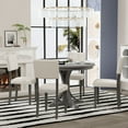thumbnail image 1 of Retro Style 5 Piece Dining Set Kitchen Table Set with Curved Trestle Style Table Legs and 4 Upholstered Chairs, Table Set for 4 Persons Dining Room Table Set for Small Place, 1 of 9