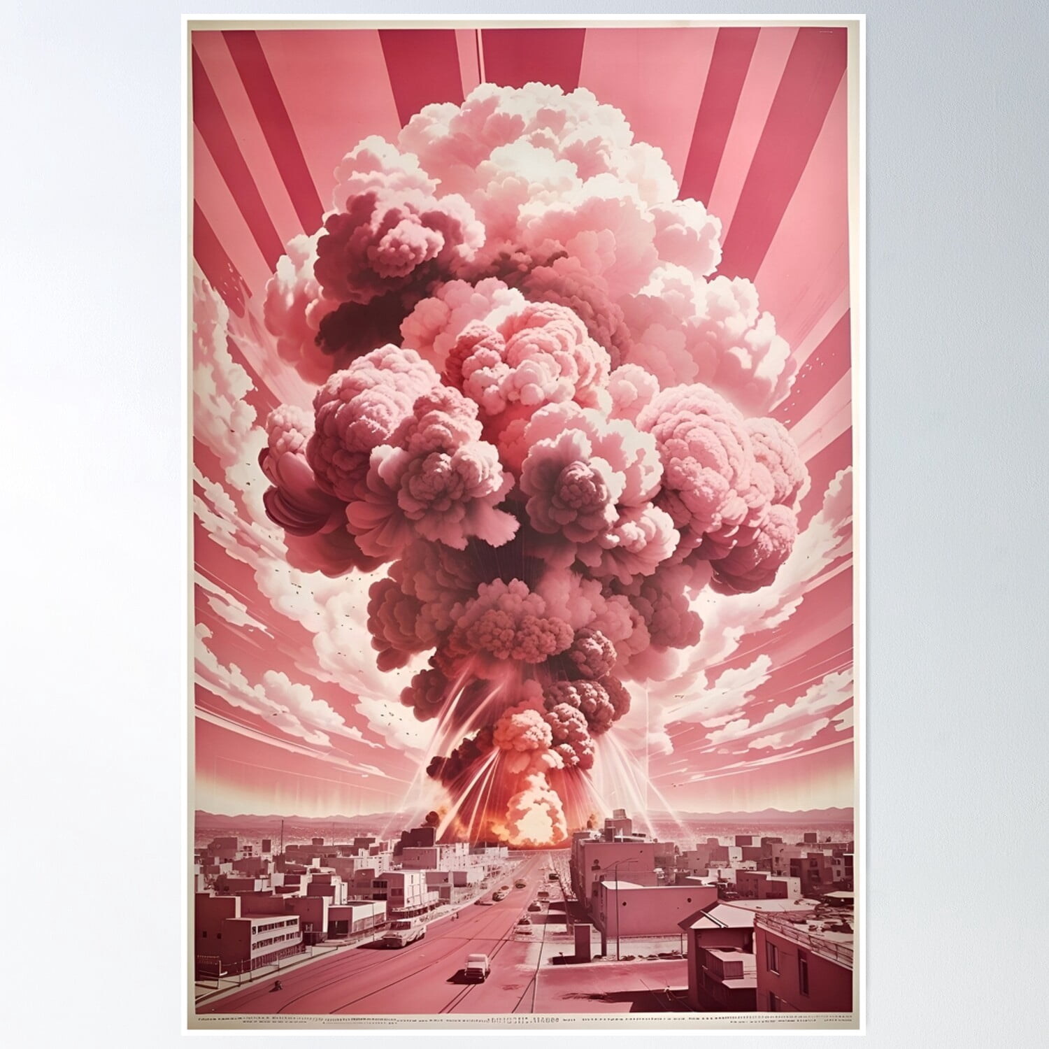 Retro Style 50S Pink Nuclear Explosion Posters Vibrant Art For Your ...