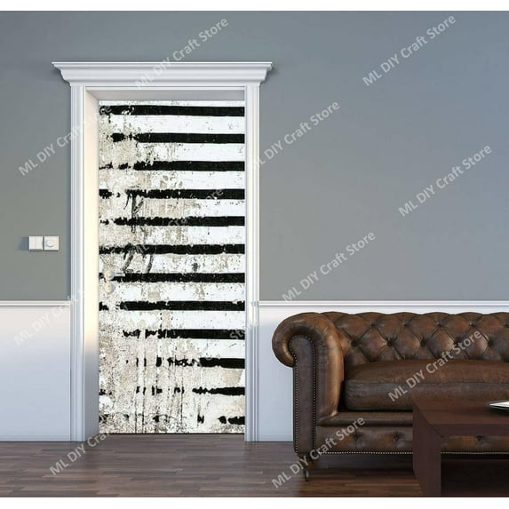 Retro Style Antique Vault Door Metal Door PVC Door Stickers Removable Self Adhesive Vintage Wall Dec