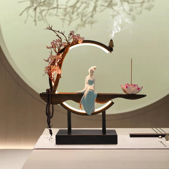 Retro Style Backflow Incense Burner Incense Cone Sticks Holder Home Decor Porcelain for Home and Office Classical