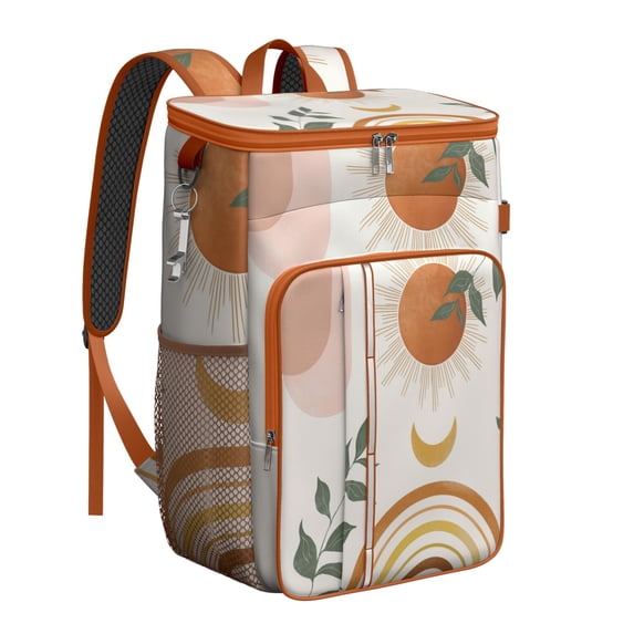 Retro Style Backpack Cooler 26 Cans – Waterproof Leakproof Insulated Cooler Bag with Vintage Artistic Patterns, Ideal for Camping & Everyday Lunch