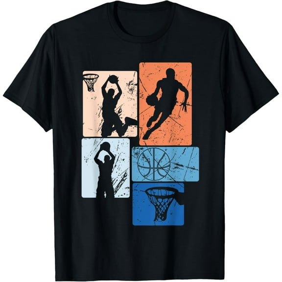Retro Style Basketball Playing Kids Boys 10-12 12-14 Gifts T-Shirt