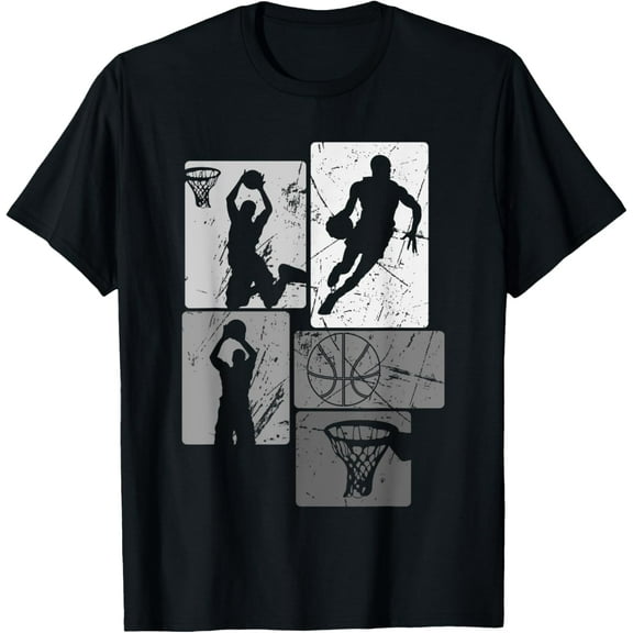 Retro Style Basketball Playing Kids Boys 10-12 12-14 Gifts T-Shirt