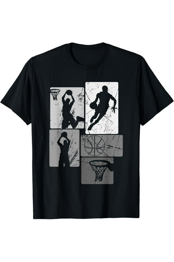 Retro Style Basketball Playing Kids Boys 10-12 12-14 Gifts T-Shirt