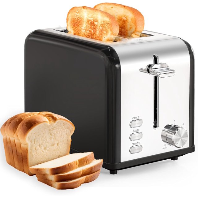Retro Style Black 2Slice Toaster 5 Browning Setting and 3 Function