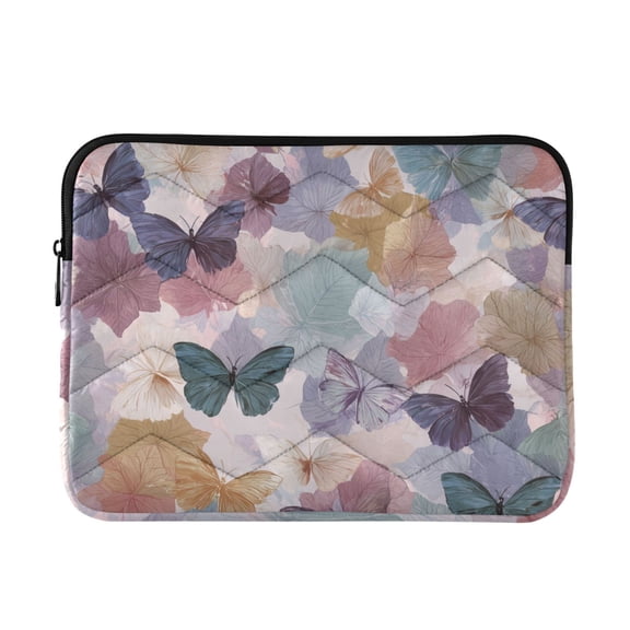 Retro Style Butterflies on Leaves Quilted Laptop Protective Cases Computer Sleeves Tablet Bags Briefcases M
