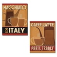 thumbnail image 1 of Retro-Style Caffe Latte and Macchiato Paris and Rome Coffee Prints by Pela Studio; Kitchen Decor; Two 11x14in Paper Posters, 1 of 1