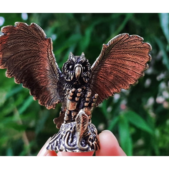 Retro Style Copper art Ferocious Owl statue brass Owl statue,Wild anmimal sculpture,small bird ornaments luckly Owl miniature,FengShui decor