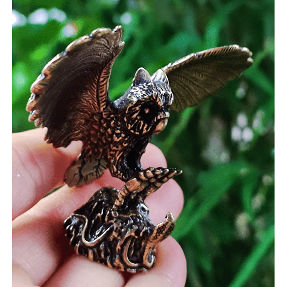 Retro Style Copper art Ferocious Owl statue brass Owl statue,Wild anmimal sculpture, small bird ornaments luckly Owl miniature,FengShui