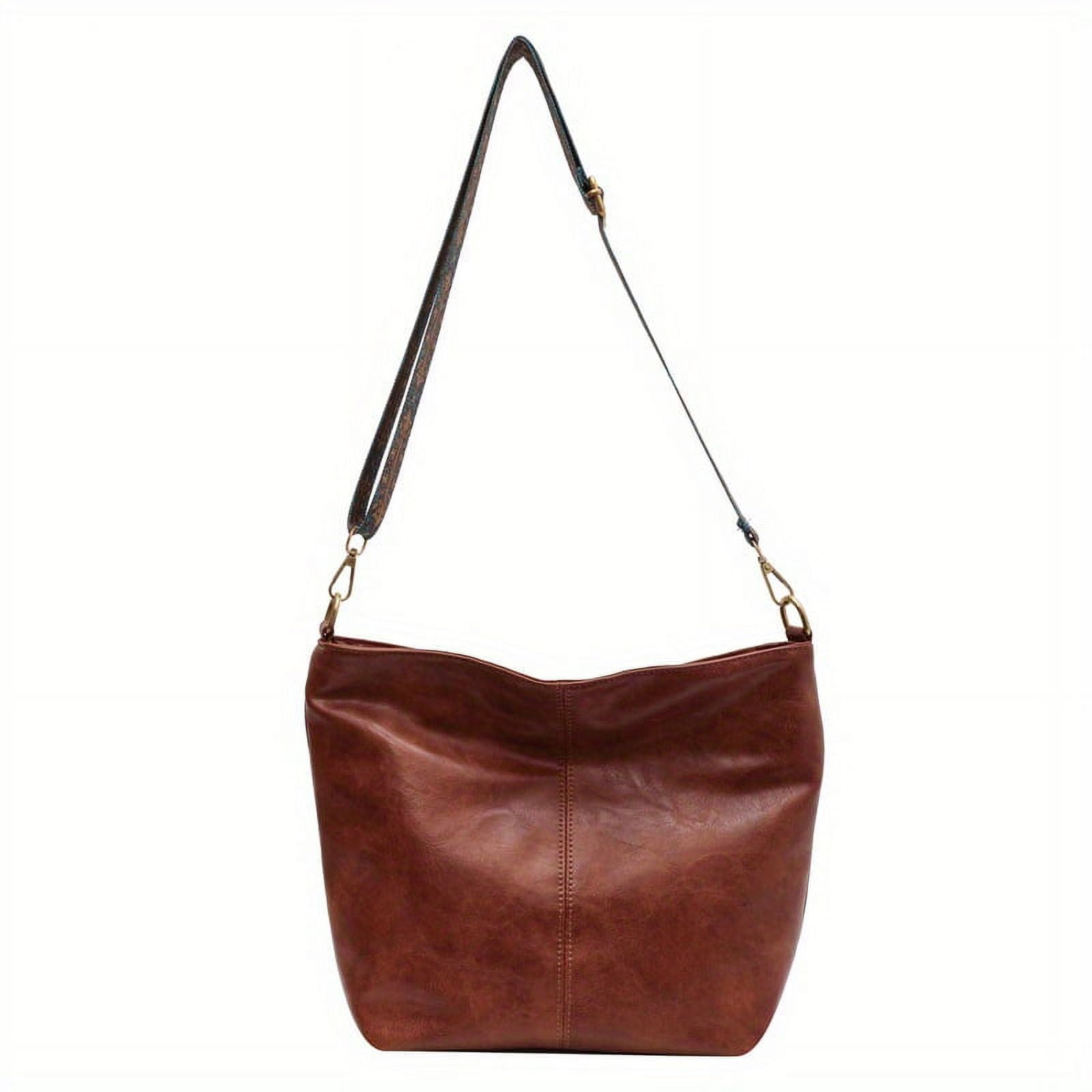 Retro Style Crossbody Bag, Geometric Strap Shoulder Bag, PU Leather Hobo Bag For Travel & Work