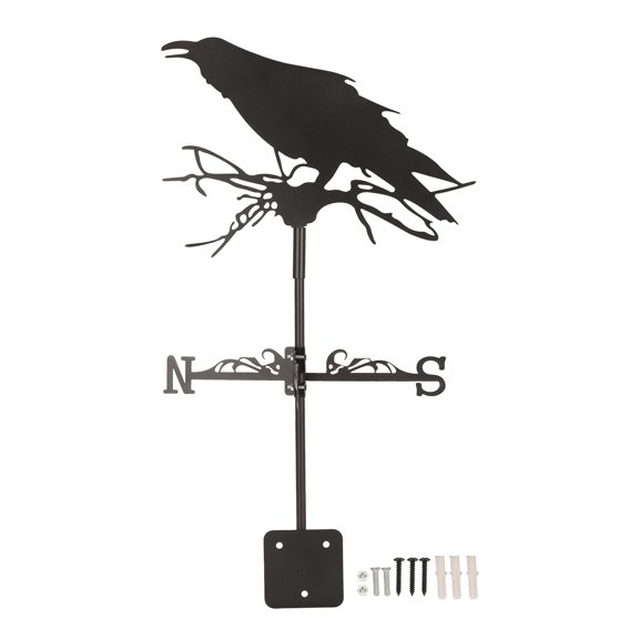 Retro Style Crow Weathercock, Durable Metal Garden Ornament For Accurate Wind Tracking