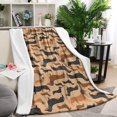 thumbnail image 1 of Retro Style Dachshunds Blanket,Comfortable Soft Flannel Throw Blanket,All Season,Warm Lightweight Blankets for Sofa Bed Couch Living Room Chair,60"x80"(150x200cm), 1 of 4