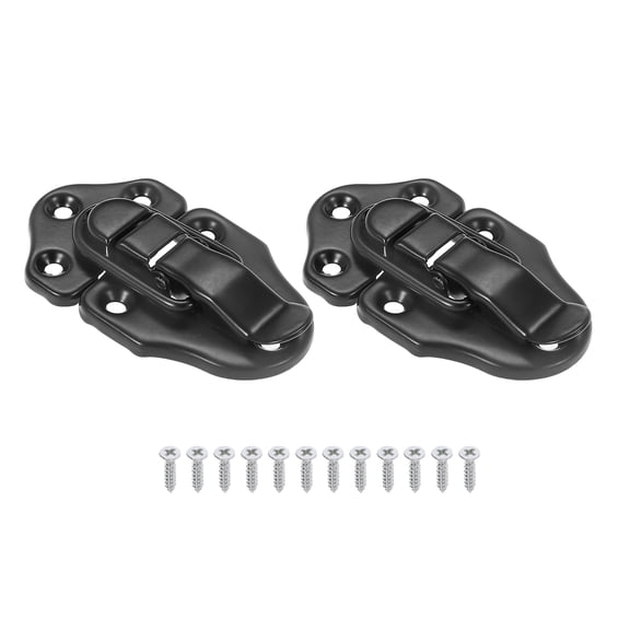 Retro Style Duckbilled Toggle Hasp Latch, Small Metal Vintage Box Toggle with Mounting Screw, Black 2 Pack