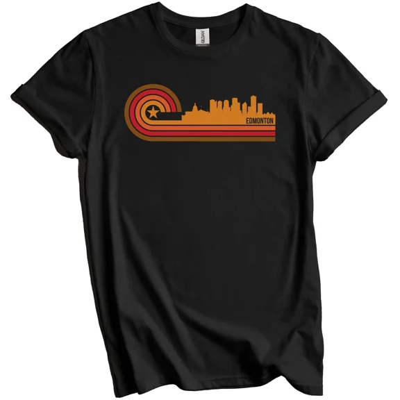 Retro Style Edmonton Alberta Canada Skyline T-Shirt - Edmonton Shirt Gift for Men Women Unisex Tee
