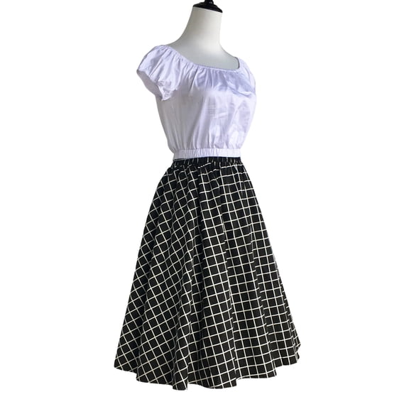Retro Style Elastic Waist Printed Long Skirts