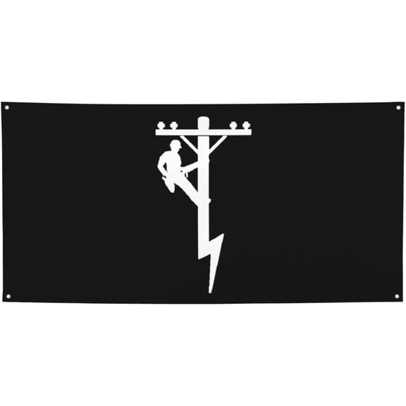 Retro Style Electric Lineman Garden Party Sign  Waterproof Banner For Indoor & Outdoor Lawn, Yard, And Patio Decoration,24" X 47"