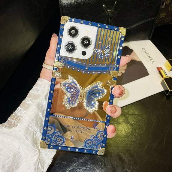 Retro Style Electroplating Phone Case For iPhone 16 Pro Max 15 Plus 14 Pro 13 12/12pro 11promax Creative Butterfly Bracket Protective shell