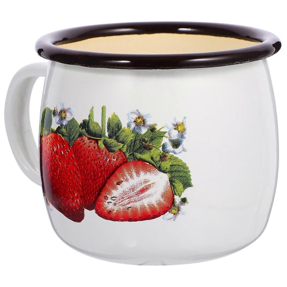 Retro Style Enamel Cup Home Use Easy to Clean Wide-Bellied Round 3.3 3.3 3.1in 1Pcs