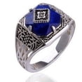 thumbnail image 1 of Unisex Alloy Ring With Gem Inlay Retro Geometric European American Design Travel Gift For Anniversary Wear Now, 1 of 3