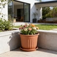 thumbnail image 1 of Retro Style Faux Ceramic Planter – Breathable Rhizome Controlling Pot for Green Plants, 8.1 Inch Plastic Home Decor Flower Pot, 1 of 6