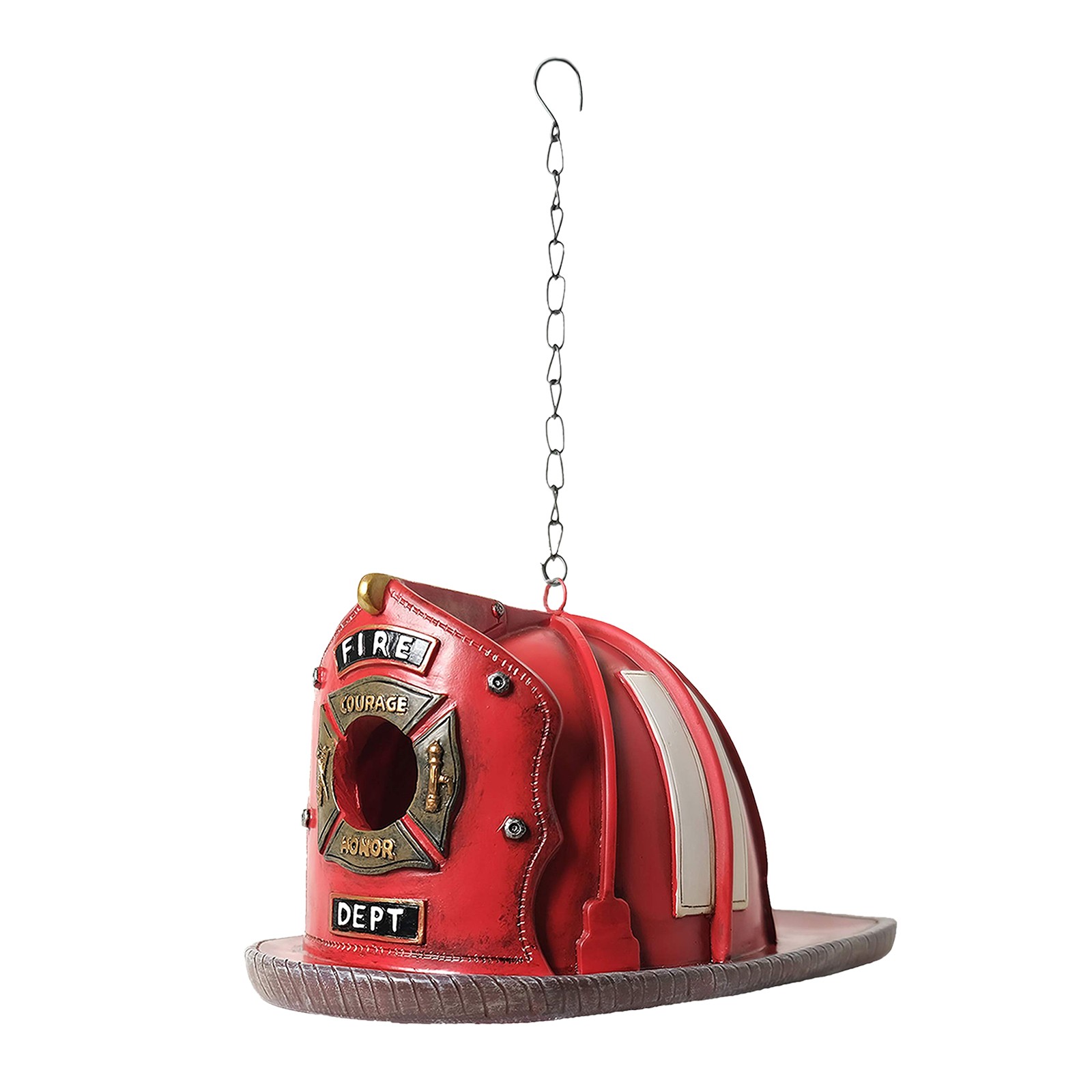 Retro Style Fire Birdhouse Red Locomotive Bird Feeder Birdhouse Home Outdoor Patio Resin Craft Tree Pendant