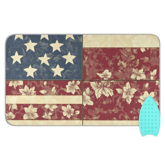 Retro Style Flag Pattern Patchwork Ironing Mat Blanket Portable Travel Ironing Pad Heat Resistant Pad 47.2" x 27.6