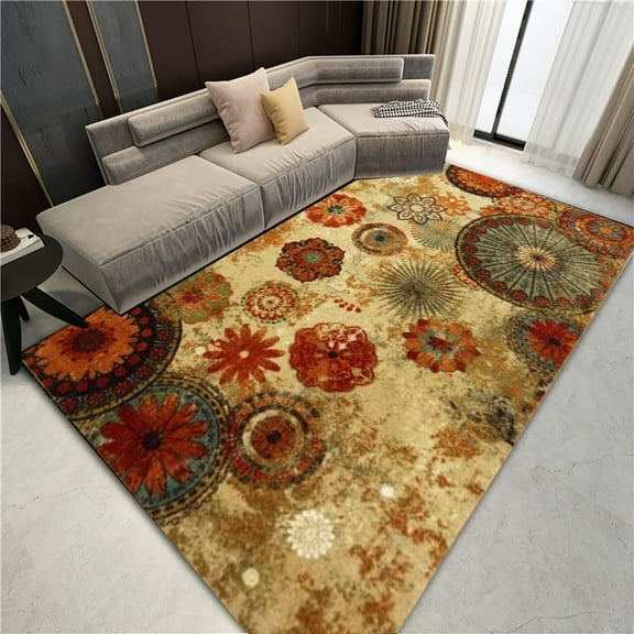 Retro Style Floral Area Rug For Home Kitchen Entryway Vintage Multi Flowers Rugs Girls' Bedroom Soft Cozy Floor Mat,Champagne-3x4ft