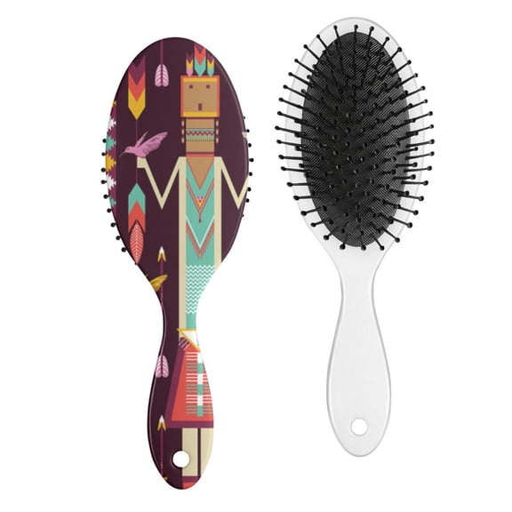 Retro Style Floral Hair Brush, Detangler Cushion Paddle Brush with Bohemian Chic Print, Anti-Static Soft Bristles, All Hair Types, Great Gift Idea for Women and Teens