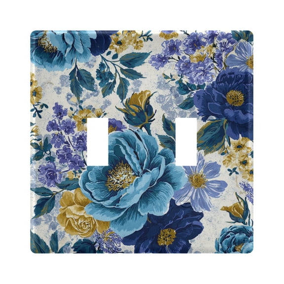 Retro Style Flower Painting with Multiple Color Light Switch Cover Electrical Outlet Cover Replaceable Wall Plates 2-Gang