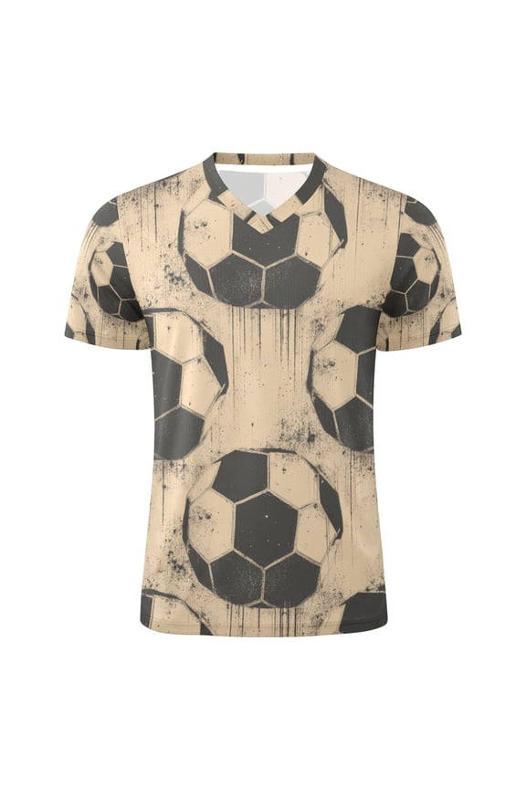 Retro Style Football Patterns Men's Sports Jerseys Athletic T-Shirt Football Referee Short Sleeves Shirt 3XL