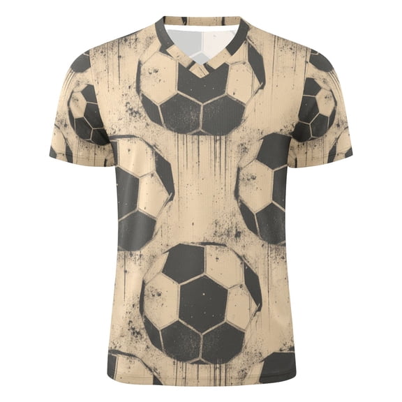 Retro Style Football Patterns Men's Sports Jerseys Athletic T-Shirt Football Referee Short Sleeves Shirt 4XL