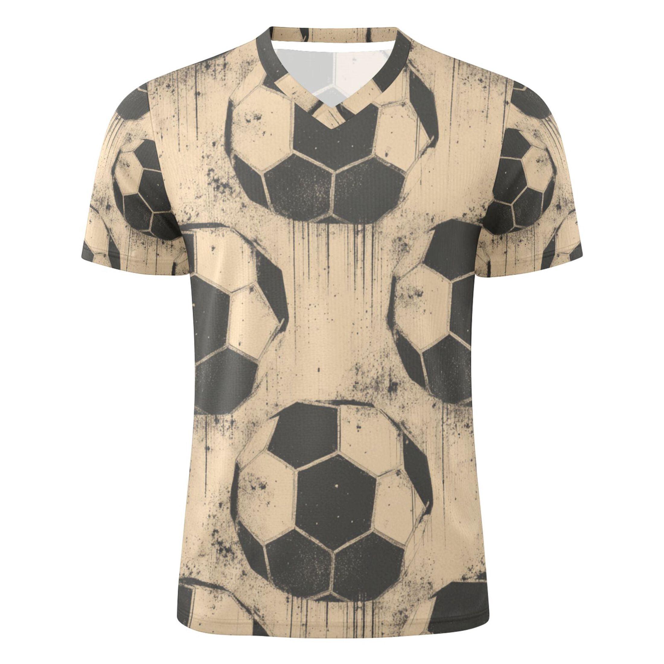 Retro Style Football Patterns Men's Sports Jerseys Athletic T-Shirt Football Referee Short Sleeves Shirt L