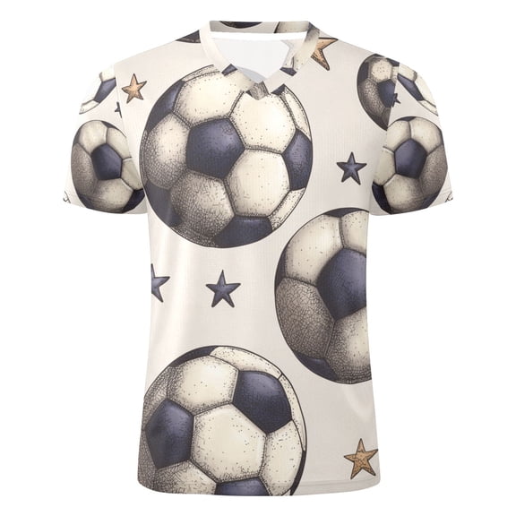 Retro Style Football with Stars Men's Sports Jerseys Athletic T-Shirt Football Referee Short Sleeves Shirt XL